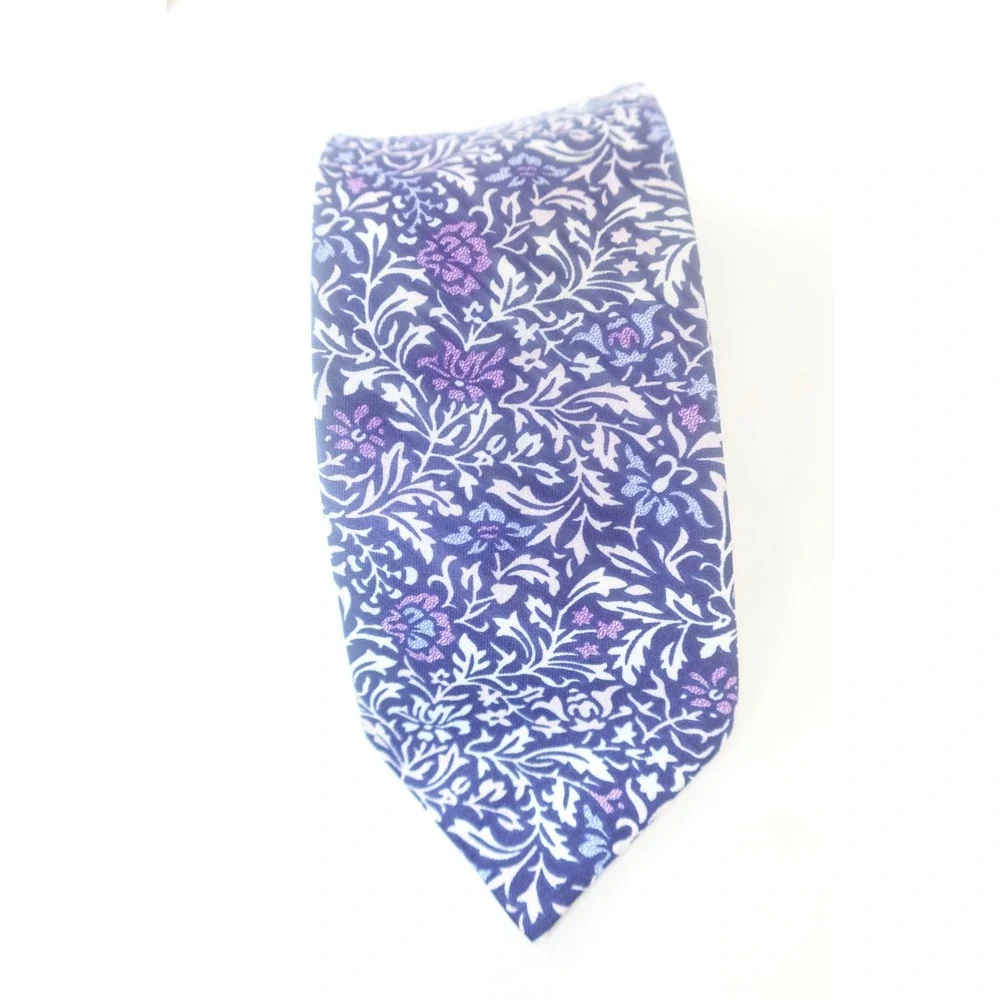 Boys Clip-On Tie Purple Floral Pre-Tied Youth Size Polyester Neckwear